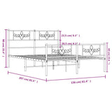 Metal Bed Frame without Mattress with Footboard White 150x200cm 355336
