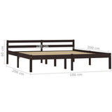 Bed Frame without Mattress Dark Brown Solid Pine Wood 180x200 cm Super King 283207