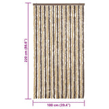 Fly Curtain Dark Brown and Beige 100x220 cm Chenille 377358