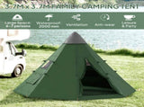 6 Men Tipi Tent with Carry Bag - Green T3398P348697