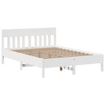 ZNTS Bed Frame without Mattress White 150x200 cm King Size Solid Wood Pine 3323258