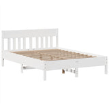 ZNTS Bed Frame without Mattress White 150x200 cm King Size Solid Wood Pine 3323258