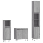 ZNTS 3 Piece Bathroom Cabinet Set Grey Sonoma Engineered Wood 3187795