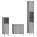 ZNTS 3 Piece Bathroom Cabinet Set Grey Sonoma Engineered Wood 3187795