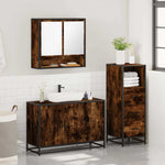 ZNTS 3 Piece Bathroom Furniture Set Smoked Oak Engineered Wood 3301042