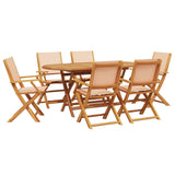 ZNTS 7 Piece Garden Dining Set Beige Fabric and Solid Wood 3281715