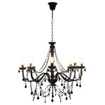 Chandelier with Beads Black 8 x E14 Bulbs 281605