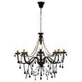 Chandelier with Beads Black 8 x E14 Bulbs 281605