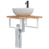 Basin Shelf Wall Mounted Steel and Solid Wood Oak 3302392