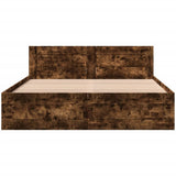 Bed Frame with Headboard without Mattress Smoked Oak 160x200 cm 3295552