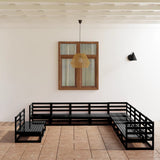 11 Piece Garden Lounge Set Black Solid Pinewood 3075878