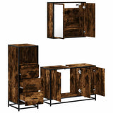 3 Piece Bathroom Furniture Set Smoked Oak Engineered Wood 3301012