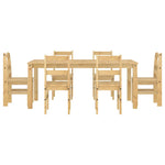 ZNTS 7 Piece Dining Set Panama Solid Wood Pine 3345191