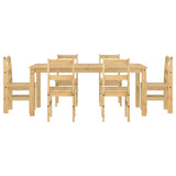 ZNTS 7 Piece Dining Set Panama Solid Wood Pine 3345191