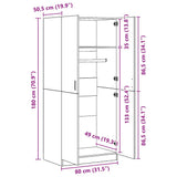 Wardrobe Smoked Oak 80x50x180 cm Engineered Wood 815351