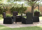Garden Dining Set with Cushion 5 pcs Black Poly Rattan 3379522