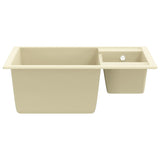 Kitchen Sink with Overflow Hole Double Basins Beige Granite 147087