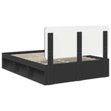 Bed Frame with Headboard Black 160 x 200 cm Solid Pine Wood 3412462