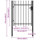 Fence Gate Single Door with Spike Top Steel 1x1.2 m Black 146033