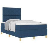 Box Spring Bed with Headboard Blue 120 x 190 cm Fabric 3339685