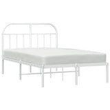 Bed Frame White Powder-coated Steel Double Bed Frame 353682