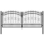 ZNTS Fence Gate with Spear Top Black 305x173 cm Powder-coated Steel 151096