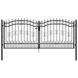 ZNTS Fence Gate with Spear Top Black 305x173 cm Powder-coated Steel 151096