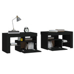 ZNTS Bedside Cabinets 2 pcs with LED Lights Black 70x36.5x40 cm 3152771