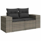 10 Piece Garden Sofa Set with Cushions Grey Poly Rattan Acacia 3327420