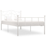 284516 Bed Frame without Mattress White Metal 90x200 cm