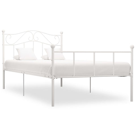 ZNTS 284517 Bed Frame without Mattress White Metal 100x200 cm