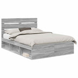 Bed Frame Grey Sonoma 150 x 200 cm Solid Pine Wood 3411733