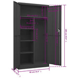335973 Locker Cabinet Anthracite 90x40x180 cm Steel