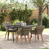 Garden Dining Set with Cushion 5 pcs Grey Poly Rattan 3261680