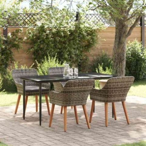 Garden Dining Set with Cushion 5 pcs Grey Poly Rattan 3261680