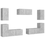 7 Piece TV Cabinet Set Concrete Grey Engineered Wood 3079092