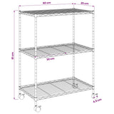 3-Tier Storage Rack with Wheels 60x35x81 cm Black 150 kg 324626