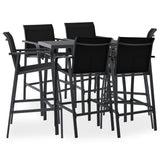 Garden Bar Set Black and dark grey Tempered glass, steel, textilene 3073578
