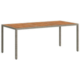 Garden Table 190x90x75 cm Poly Rattan and Acacia Wood Grey 316723