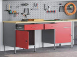 Work Cabinet 3 pcs Red and Grey Engineered Wood and Steel 3321375