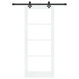 Sliding Door White 83 x 202 cm Solid Pine Wood and Glass 3332278