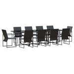 Garden Dining Set 11 pcs Black Steel 3335861