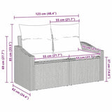 Garden Sofa with Cushion Grey 123 x 62 x 69cm Poly Rattan 42006787