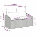 Garden Sofa with Cushion Brown 123 x 62 x 69cm Poly Rattan 42006773