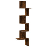 Wall Corner Shelf Smoked Oak 32x32x127,5 cm Engineered Wood 860521