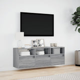 TV Wall Cabinet with LED Lights Grey Sonoma 130x31x45 cm 852346