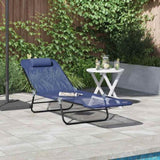 Folding Sun Lounger Navy Blue 182 x 55 x 85.5 cm Textilene 42003154