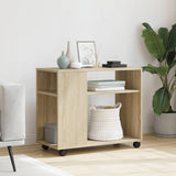 ZNTS Side Table with Wheels Sonoma Oak 70x35x60 cm Engineered Wood 853148