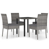 5 Piece Outdoor Dining Set with Cushions Poly Rattan Grey 3100402