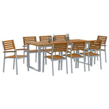 Garden Dining Set 9 pcs Grey Solid Acacia Wood 3284350